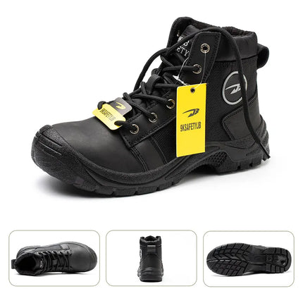 Safety shoes men's leather welding shoes anti-smashing, anti-puncture, non-slip sports Steel toe soft work boots for women-KarWorkwear