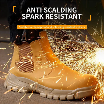 Waterproof Safety Wrok Boots For Men Steel Toe Cap Lightweight Indestructible Industry Chelsea Boots Puncture-Proof Footwear-KarWorkwear
