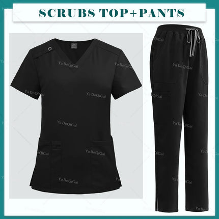 Medical Nurse Uniforms Summer Fashion Women Surgical Uniforms High-end Fabric Scrubs Clothes Nursing Workwear Elastic Tops Pants-KarWorkwear
