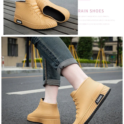 Men Women Short Tube Rain Boots Kitchen Anti-slip Rain Shoes Summer Ankle Outdoor Winter Car Washing Fishing Waterproof Shoes