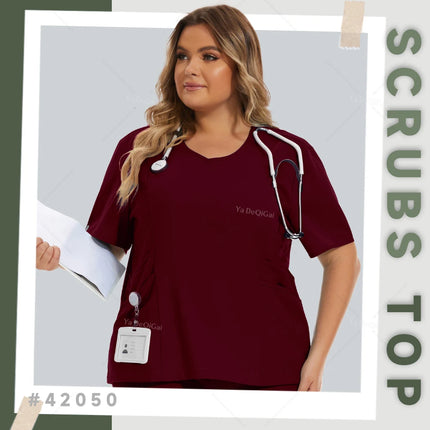 Medical Nurse Uniforms Nursing Scrubs Tops For Women Short Sleeve XXL Beauty Work Blouse Pockets Surgical Uniform Clinical Shirt-KarWorkwear