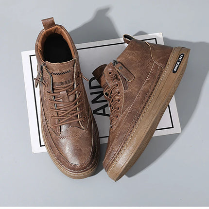 Men's boots four seasonal outdoor workwear boots male casual boots fashion soft sole comfortable leather sports boots men's shoe