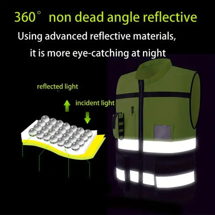 Durable Multi Pocket Workwear Vest With/Without Waistband Strip Protective Clothing Safety For Night Running Factory Unisex