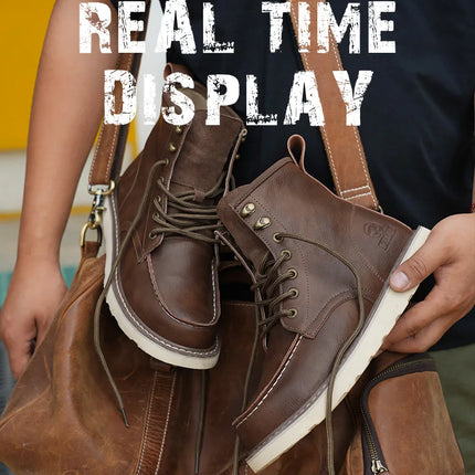 High quality leather boots Men Work Boots Waterproof Safety Shoes Men Autumn winter boots Steel toe shoes Puncture-Proof Boots