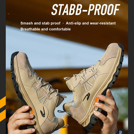 Latest 2023 Steel Toe Cap Climbing Shoes Indestructible Anti Nail Safety Work Shoes Anti Smashing Male Footwear Boots-KarWorkwear