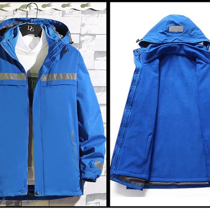 Reflective Jacket Waterproof and Warm with Dechable Fleece Linner 3 in 1 Hi Vis Windproof Workwear Jacket Men for Winter L-7XL