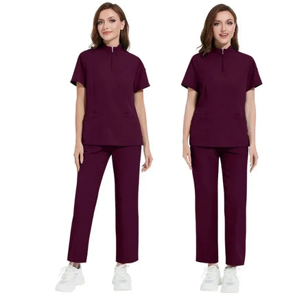 Hospital Doctor Nursing Uniform Women Wholesale Casual Short Sleeved V-neck Jogger Suits Nurse Pharmacy Working Medical Uniforms-KarWorkwear