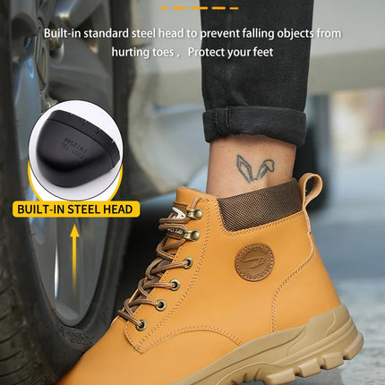 Men Protective Boots Steel Toe Shoes Anti-smash Anti-puncture Work Boots Safety Shoes Indestructible Winter Boots Waterproof-KarWorkwear