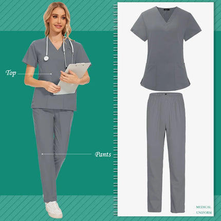 Aesthetic Uniforms Woman Scrubs Set Medical Top Jogger Pants Medical Uniforms Sets Pet Clinic Veterinary Work Wear Surgical Gown-KarWorkwear
