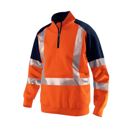 Men's High Visibility Work Clothing Safety Sweatshirt for Outdoor Construction Site Security Pullover Hoodie Hi Vis Workwear