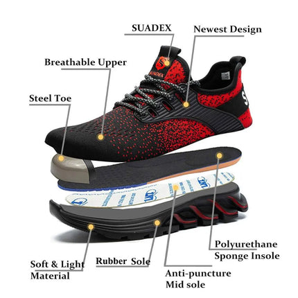 SUADEX Safety Shoes Men Women Steel Toe Boots Indestructible Work Shoes Lightweight Breathable Composite Toe Men EUR Size 37-48-KarWorkwear