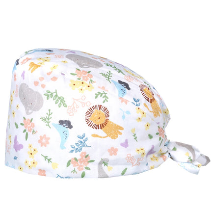 Clearance Pattern Scrub Cap Tie Back Working Hat 100% Cotton Washable Sweatband Beautician Dust Proof Scrub Caps-KarWorkwear