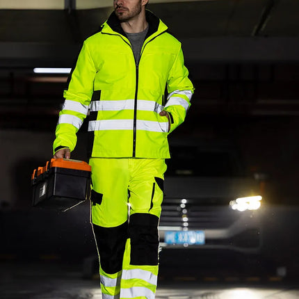 Hi Vis Work Clothing Working Suit For Man Mechanic Warm Winter Reflective Safety Work Coveralls Detachable Cotton Padded Linner
