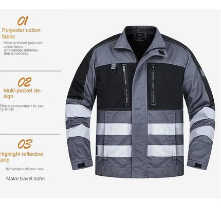 2026 New Work Clothes Men Construction Reflective Safety Coveralls Welding Suit Car Repair Workshop Mechanic Plus Size Clothes