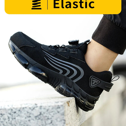 Rotary button new safety shoes for men, anti-impact and anti-piercing work shoes, fashionable men's sports shoes, and safety pro