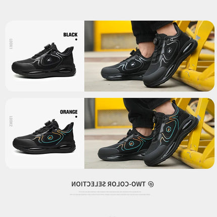 Work Security-Protection Boots for Men Women Lightweight Work Sneakers Breathable Steel Toe Shoes Rotating Button Safety Shoes-KarWorkwear