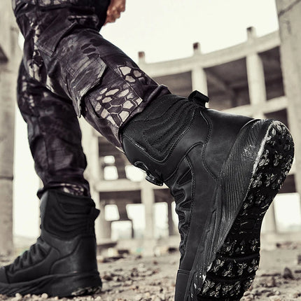 Large Outdoor Training Boots Men's Mountaineering Hiking Boots High Top Rotating Buckle Fashion Camouflage Sports Shoes-KarWorkwear