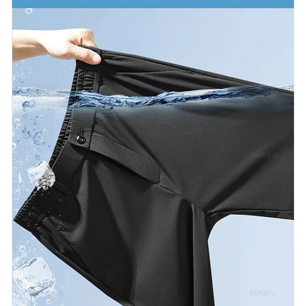 Spring Summer Men's Casual Pants Business Stretch Slim Fit Elastic Waist Jogger Korean Classic Thin Black Gray Trousers Male