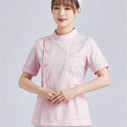 White Short Sleeve scrubs uniforms women Pet Grooming Clinic Nursing Clothes Workwear Nurse Scrub Work Pink Medical Uniform-KarWorkwear