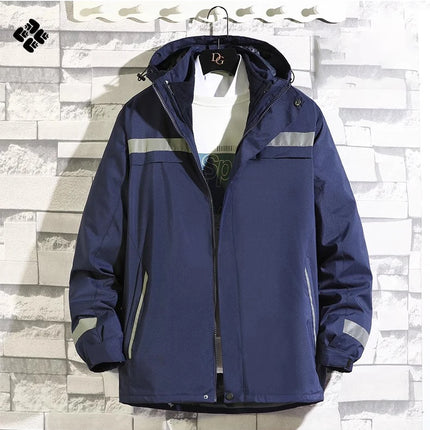 Reflective Jacket Waterproof and Warm with Dechable Fleece Linner 3 in 1 Hi Vis Windproof Workwear Jacket Men for Winter L-7XL