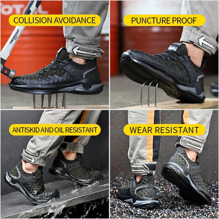 Size 50 Steel Toe Boots For Men Indestructible Safety Work Shoes Lightweight Steel Toe Sneakers Puncture Proof  Male Footwear-KarWorkwear
