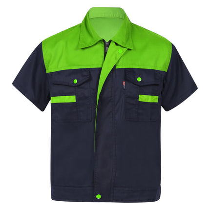 Men Women Short Sleeve Work Coat Workshop Shirts Motor Mechanic Uniform with Two-pocket T-shirts Man Workshop Overalls Top-KarWorkwear