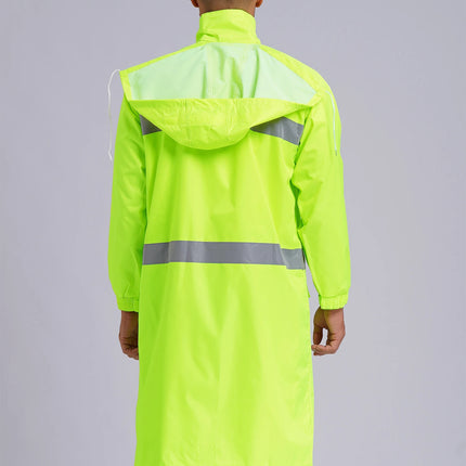 Adult Solid Color Raincoat Long Sleeve Hooded Reflective Stripe Jacket Traffic Office/Firefighter Work Uniform Emergency Poncho-KarWorkwear