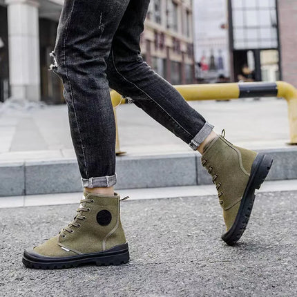 New Fashion High-top Mens Boots Outdoor Comfortable Mens Casual Boots Jungle Mountaineering Men Shoes Wide Bottom Platform Boots-KarWorkwear