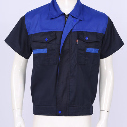 Men Women Short Sleeve Work Coat Workshop Shirts Motor Mechanic Uniform with Two-pocket T-shirts Man Workshop Overalls Top-KarWorkwear