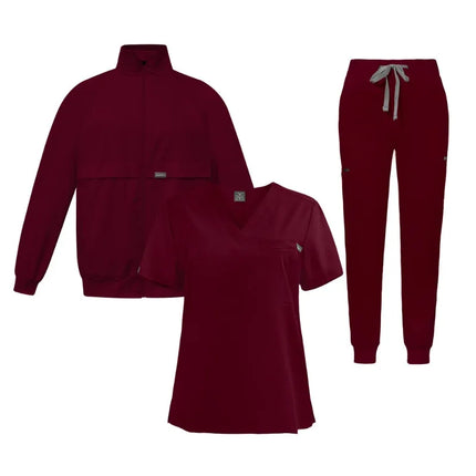 3-Piece Winter Thick Medical Set Warm Long Sleeve Scrub Suit & Surgical Gown for Nurses