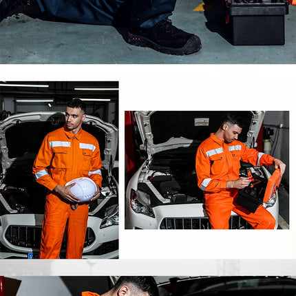 Work Coveralls Repairman with Reflective Strip Mechanic Auto Workshop Clothes Working Uniforms Plus Size 3XL