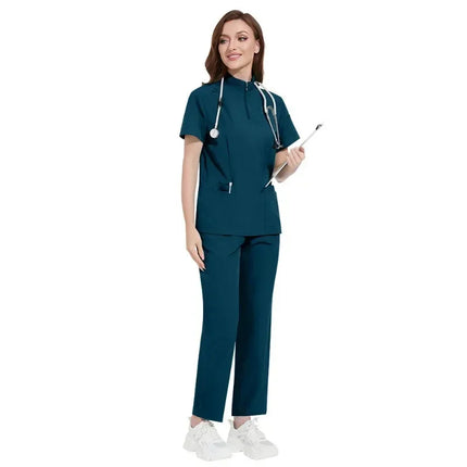 Hospital Doctor Nursing Uniform Women Wholesale Casual Short Sleeved V-neck Jogger Suits Nurse Pharmacy Working Medical Uniforms-KarWorkwear