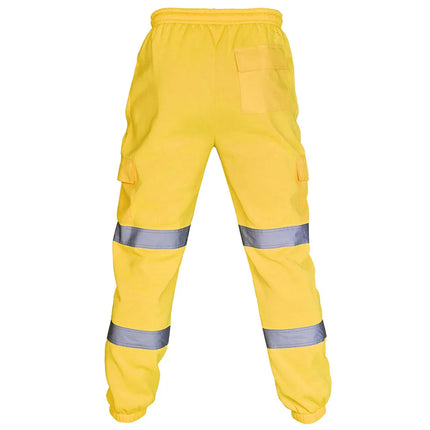 Men'S Reflective Work Clothes Drawstring Casual Multi-Pocket Safety Reflective Structure Elastic Road Construction Safety Pants