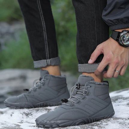 Snow Boots Men Winter Shoes Barefoot Ankle Boots 36-46 Couple Snow Shoes Outdoor Hiking Shoes Fur Warm Plush Boots
