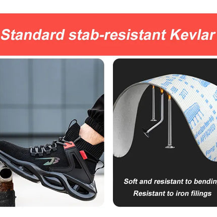 Luminous Steel Toe Boots For Men Non-slip Work Boots Indestructible Shoes Kitchen Restaurant Safety Boots Male Footwear 36-48-KarWorkwear