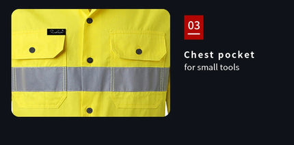 Miner Hi Vis Button Work Shirt for Men Reflective Yellow and Navy Blue Two Tone Safety Cotton Shirt