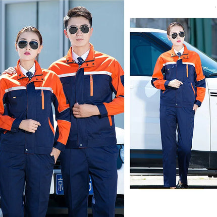 Mens Factory Work Shirt Uniform Long Sleeve Turn-Down Collar Workwear Motor Mechanic Repair Workshop Two-pocket T-shirts Tops-KarWorkwear