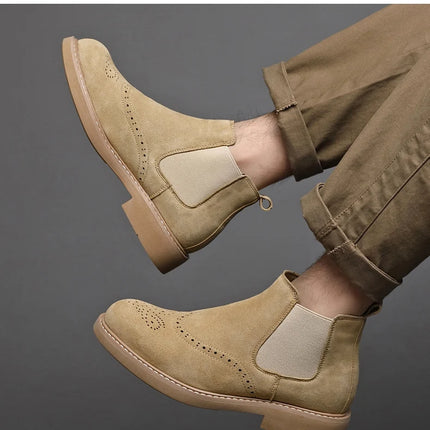 Men's Boots Stylish High Top Boots Are Versatile  Lightweight  Anti Slip  Wear-resistant  and  All Season Outdoor Work Shoes