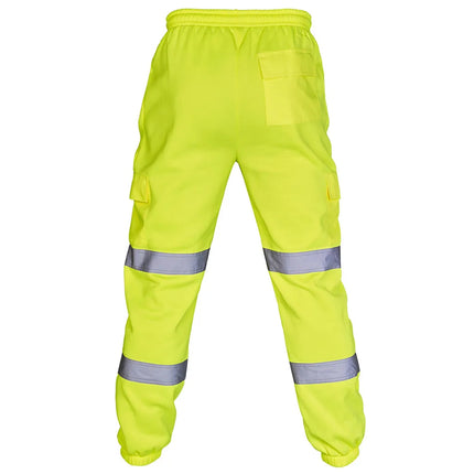 Men Sports Pants With Reflective Strips Road Work High Visibility Overalls Casual Pocket Trouser Workshop Uniforms Casual Pants