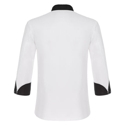 Unisex Mens Womens Chef Jacket Long Sleeve Contrast Color Coat Restaurant Kitchen Cooking Apparel Work Wear Uniform with Hat-KarWorkwear