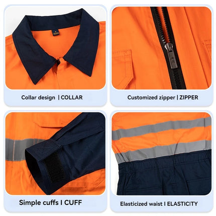 100% Cotton Work Coveralls Uniform Men Reflective Working Coveralls Welding Suits Car Repair Workshop Mechanic