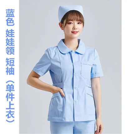White Short Sleeve scrubs uniforms women Pet Grooming Clinic Nursing Clothes Workwear Nurse Scrub Work Pink Medical Uniform-KarWorkwear