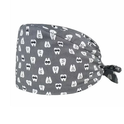 Cartoon Doctor Operating Room Pattern Printed Nursing Head Cap Lab Scrub Pet Hospital Surgical Hat Unisex Dentist Scrub Cap 2023