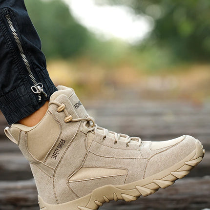 Work Boots Indestructible Safety Shoes Men and Women Steel Toe Shoes Construction Work and Daily Wear Outdoor work hiking boots
