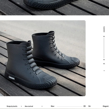Versatile Casual Short-barreled Waterproof Shoes Men Women Lined With Fleece Warmth Anti-slip Wear-resistant Outdoors Rain Boots