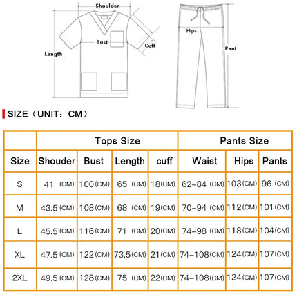 Short Sleeved Surgical Medical Suit Button Unisex Nursing Top+pant Hospital Doctor Nurse Work Clothes Pet Grooming Scrub Uniform-KarWorkwear