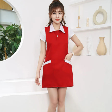 Women Salon Apron SPA Barber Shop Work Clothes Dress Hairdresser Beauty Salon Apron Manicure Shop Uniform Sleeveless Aprons-KarWorkwear