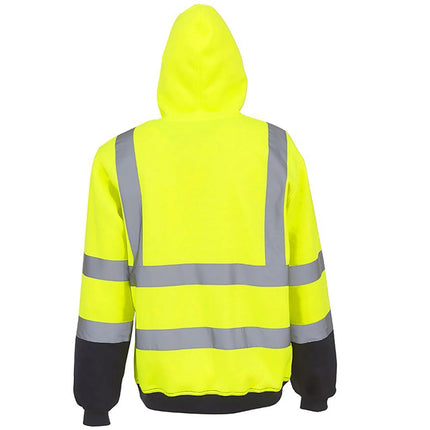 Men Reflective Stripe Hoodie Sweatshirt Long Sleeve Fitting Zipper Hooded Pullover Sanitation Workers Work Clothes Sweatshirt