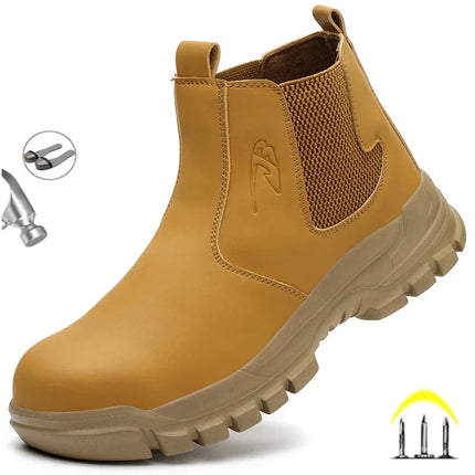 Waterproof Safety Wrok Boots For Men Steel Toe Cap Lightweight Indestructible Industry Chelsea Boots Puncture-Proof Footwear-KarWorkwear