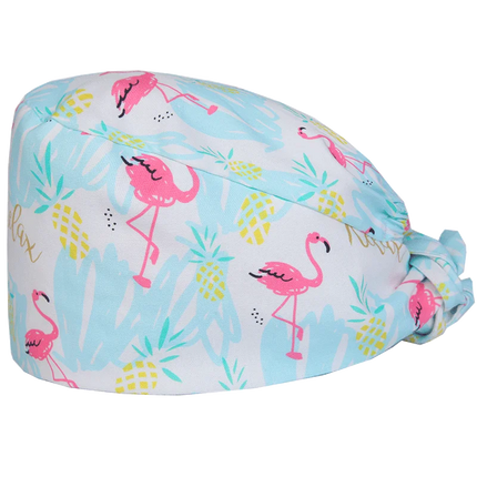 Clearance Pattern Scrub Cap Tie Back Working Hat 100% Cotton Washable Sweatband Beautician Dust Proof Scrub Caps-KarWorkwear